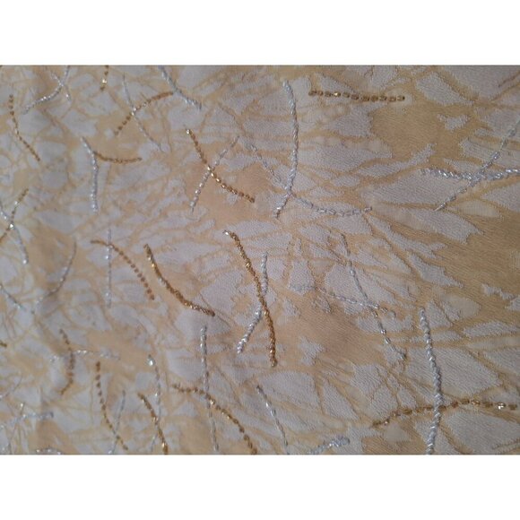 EUC Bzar Ivory & Yellow Lined Pencil Skirt W/ Sequin Detailing-Size 12 - Picture 4 of 4